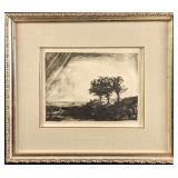 Framed Etching of The Three Trees by Rembrandt
