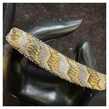 Two Tone Silver and Gold Sterling 925 Bracelet D64