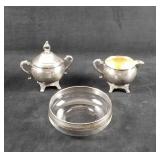Pilgrim Silver Plated Creamer and Sugar with Bowl