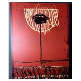 Large Canvas Abstract Print Burgundy Glass Lines