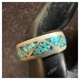 Turquoise Composite Stone Pieces Inlay Silver Ring