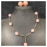Venetian Murano Lamp Work Glass Pink Round Bead Ne