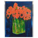 Framed Poppy Textured Print On Canvas