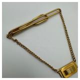 Swank Tie Clip Chain Plate Gold Tone Tie-Bar SWANK