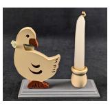 Vintage Wooden Country Duck Candle Holder