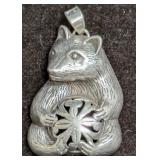 Vintage Jezlaine Sterling Seated Bear With Ball Pe