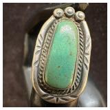 Oval Green Turquoise Silver Ring Native American S