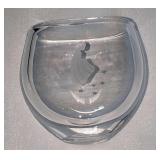 Orrefors Swedish Crystal Vase Girl With Flowers