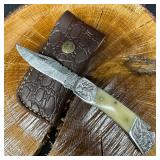 MHS Cutlery Folded Blade Pocket Knife Bone Tone Wo