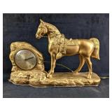 Gold Colored Horse Statue Clock