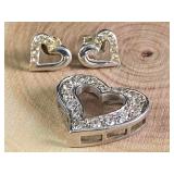 Sterling Heart CZ Pendant & Earring Set