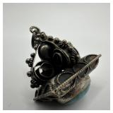 Chrysocolla Blue Stone Setting 800 Silver Ornate S