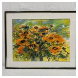 Watercolor Floral Orange Flower Arrangement Scene
