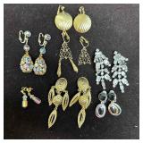 Costume Jewelry Earrings Lot of Seven Pairs Assort