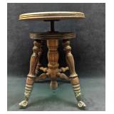 Antique Swivel Adjustable Height Piano Stool