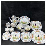 HB Quimper French Faience Hand-Painted Tea and Tab