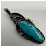 Native Style Thin Oval Turquoise Setting Silver Ne
