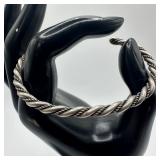 Silver Twisted Rope Cuff Bracelet X91