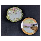 Set Of Two Hand Painted Antique Porcelain Plates