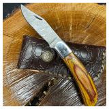 MHS Cutlery Steel Folded Blade Pocket Knife Wood S