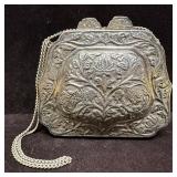 Walborg Silver Tone Metal Evening Bag with Chain S