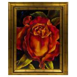 Framed Rachel Thompson Original Oil On Canvas Rose