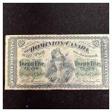 1870 Twenty Five Cents Dominion of Canada 25 Cent