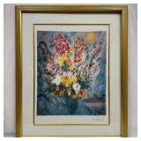 Marc Chagall Floral Bouquet Offset Lithograph Sign