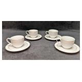 4 Arctic Gold Noritake Flat Cup & Saucer Sets