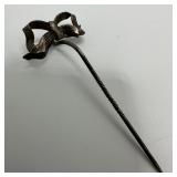 Silver Tie Ribbon Stick Hat Pin