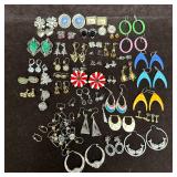 Large Mixed Costume Earring Lot Enamel Rhinestone