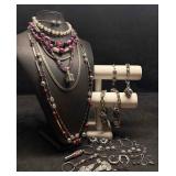 23pc Plum and Silver Tones Flora Filigree Costume