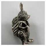 Marcasite Encrusted Silver Rabbit Brooch Pin R2