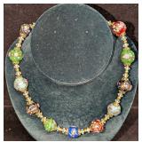 Vintage Italian Murano Art Glass Bead Necklace RTC