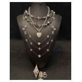 6pc Silver Iced Themed Costume Jewelry Lot