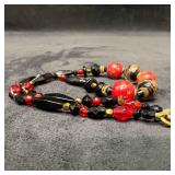 Venetian Murano Glass Lamp Work Black Red Round Be