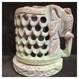 Carved Soapstone Elephant Incense Burner with Lid