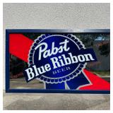 Large Pabst Blue Ribbon Beer Framed Bar Advertisin