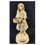 Vintage Parian Biscuit Porcelain Woman W Flowers