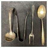 Vintage Sterling Silverware Utensils Tongs Spoon C