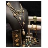 20pc Green and Gold Tones Garden Gala Costume Jewe