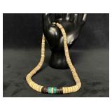 Vintage Sterling Natural Disc Beaded Turquoise Nec