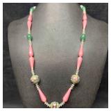 Murano Venetian Art Glass Lamp Work Green Pink Bea