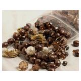 14 Plus Ounces of Bronze Toned Charms, Beads, Brok