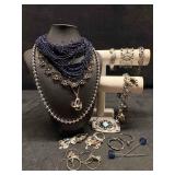 13pc Blues and Silvers Midnight Veil Costume Jewel