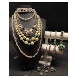 16pc Greens and Silver Gilded Lily Pad Costume Jew