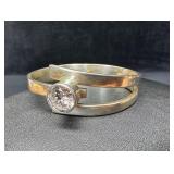 Sterling CZ Hinged Bangle