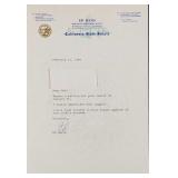 Signed California State Senate Ed Davis Letter