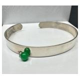 Sterling Cuff Bracelet with Jade Bead