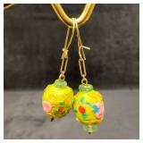 Murano Venetian Art Glass Lamp Work Light Green Fl